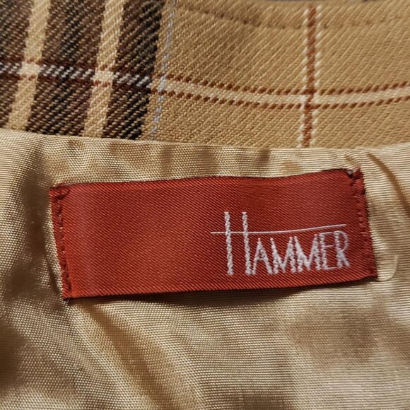 LAST CHANCE Vintage beige plaid virgin wool midi skirt medium - Picture 4 of 10